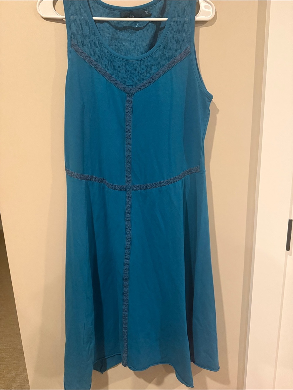 Prana Teal Lace-Trim A-Line Dress